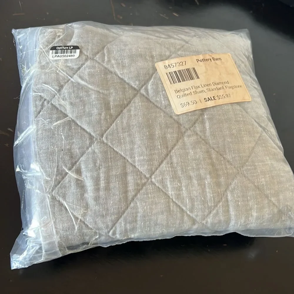Pottery Barn Belgian Flax Linen Diamond Quilted Sham